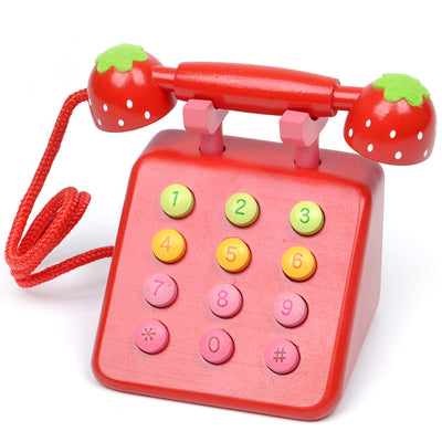 Juguete de Casa de Juegos con Teléfono de Simulación de Fresa de Madera - Image 19