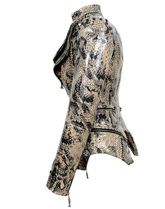 Chaqueta de Cuero Motociclista Ajustada con Remaches para Mujer - Image 15