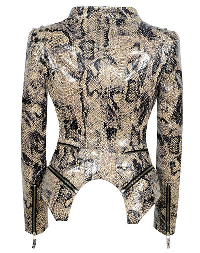 Chaqueta de Cuero Motociclista Ajustada con Remaches para Mujer - Image 16