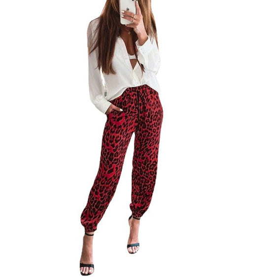 Pantalones Casuales de Cintura Elástica con Estampado de Leopardo para Mujer - Image 15