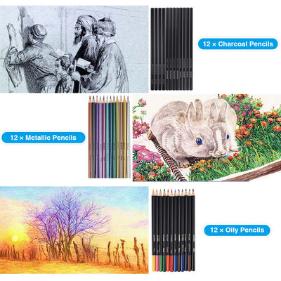 Set de 72 Lápices de Colores Profesionales con Carboncillos y Pinceles para Dibujo Artístico - Image 11