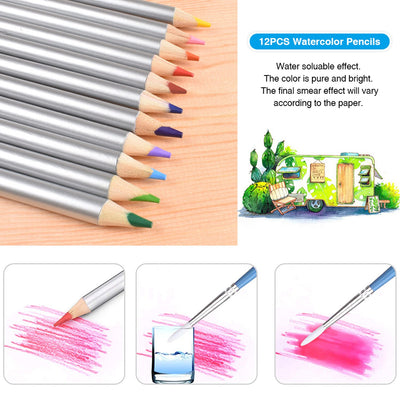 Set de 72 Lápices de Colores Profesionales con Carboncillos y Pinceles para Dibujo Artístico - Image 14