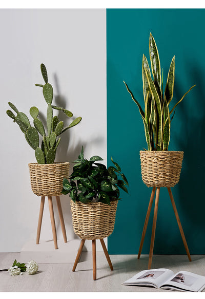 Macetero de Pie en Fibra Natural - Decoración Elegante para Interiores - Image 13