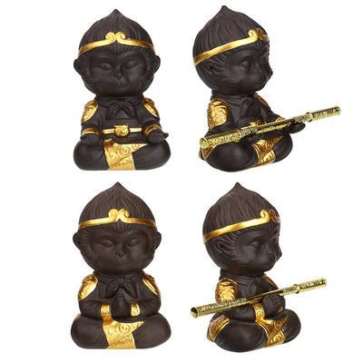 Juego de Té Kung Fu en Arcilla Púrpura con Estatua del Rey Mono - Decoración para Bandeja de Té - Image 13