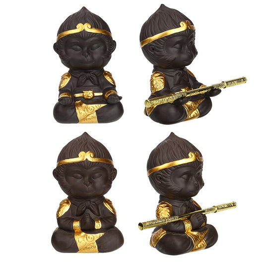 Juego de Té Kung Fu en Arcilla Púrpura con Estatua del Rey Mono - Decoración para Bandeja de Té - Image 13