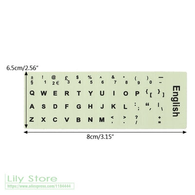 Pegatinas de Teclado Luminosas Multiidioma - Árabe, Tailandés, Hebreo, Francés, Italiano, Alemán - Image 31