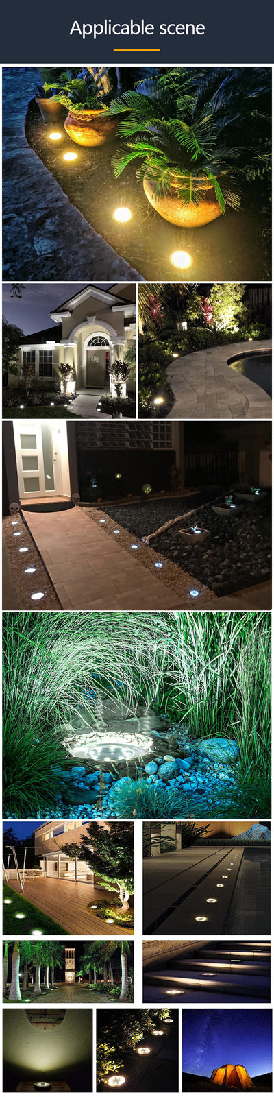 Lámpara de Piso Cuadrada Impermeable de Acero Inoxidable con 5 LED para Jardín - Image 13