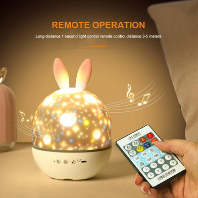 Lámpara Proyectora LED Conejo Adorable con Carga USB y Rotación - Image 5