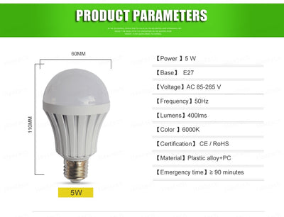 Bombilla LED de Emergencia Recargable 5W-12W - Image 18
