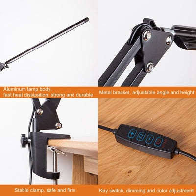 Lámpara de Escritorio Articulada con Brazo Extensible y Pinza Giratoria - Image 15