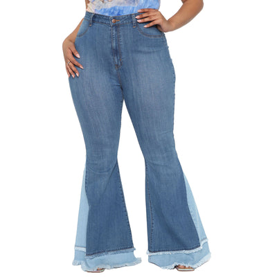 Pantalones Acampanados de Cintura Alta con Bloques de Color y Stretch - Image 11