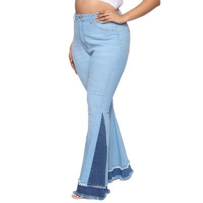 Pantalones Acampanados de Cintura Alta con Bloques de Color y Stretch - Image 22