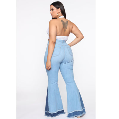 Pantalones Acampanados de Cintura Alta con Bloques de Color y Stretch - Image 24