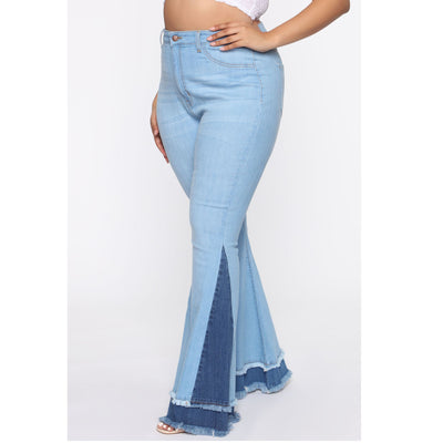 Pantalones Acampanados de Cintura Alta con Bloques de Color y Stretch - Image 25