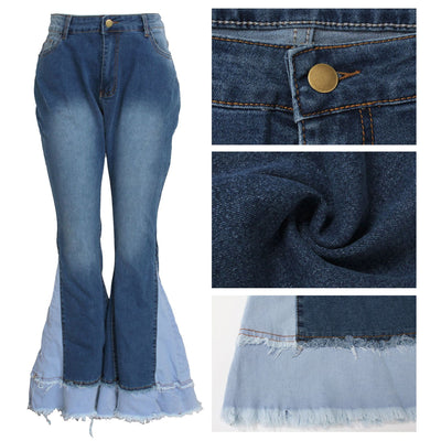 Pantalones Acampanados de Cintura Alta con Bloques de Color y Stretch - Image 31