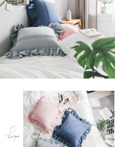 Funda de Almohada Pequeña de Algodón Puro con Volantes - Image 12
