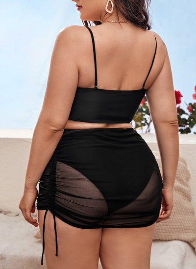 Traje de Baño Dividido de Tres Piezas para Mujer Talla Grande - Image 11