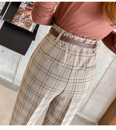 Pantalones Cuadros Mujer Corte Holgado Estilo Británico Largo 7/8 - Image 19