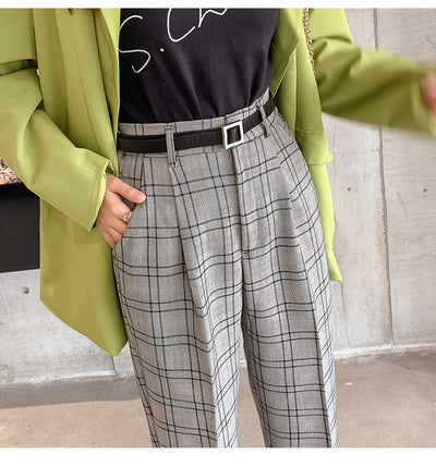 Pantalones Cuadros Mujer Corte Holgado Estilo Británico Largo 7/8 - Image 32