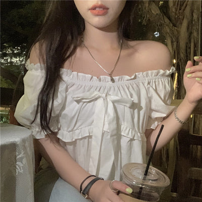 Blusa Corta Francesa con Mangas Abullonadas - Estilo Dulce y Atrevido - Image 14
