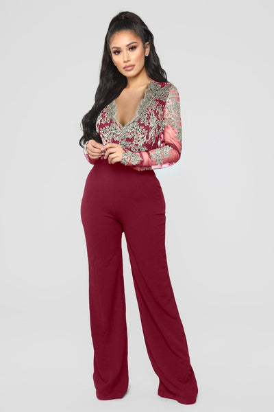 Jumpsuit Elegante de Encaje para Mujer - Manga Larga y Piernas Anchas - Image 12