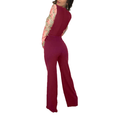 Jumpsuit Elegante de Encaje para Mujer - Manga Larga y Piernas Anchas - Image 16