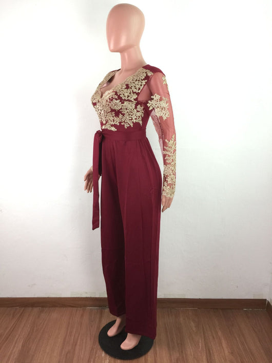 Jumpsuit Elegante de Encaje para Mujer - Manga Larga y Piernas Anchas - Image 20