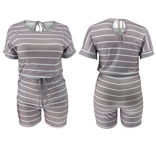 Jumpsuit Holgado con Estampado Digital a Rayas para Mujer - Image 58