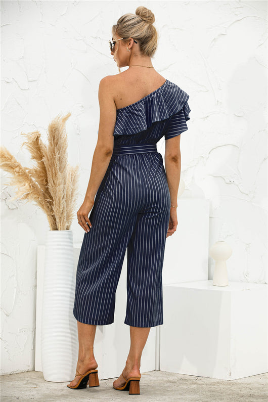 Jumpsuit de Verano para Mujer con Hombro Descubierto y Volantes a Rayas - Image 20