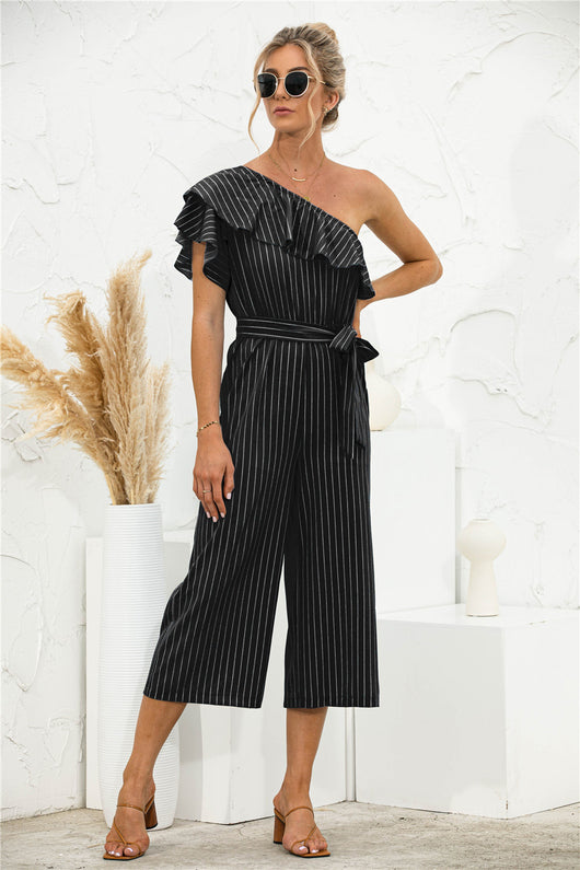Jumpsuit de Verano para Mujer con Hombro Descubierto y Volantes a Rayas - Image 23