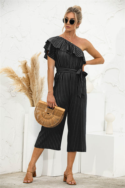 Jumpsuit de Verano para Mujer con Hombro Descubierto y Volantes a Rayas - Image 24