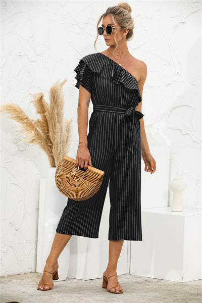 Jumpsuit de Verano para Mujer con Hombro Descubierto y Volantes a Rayas - Image 25