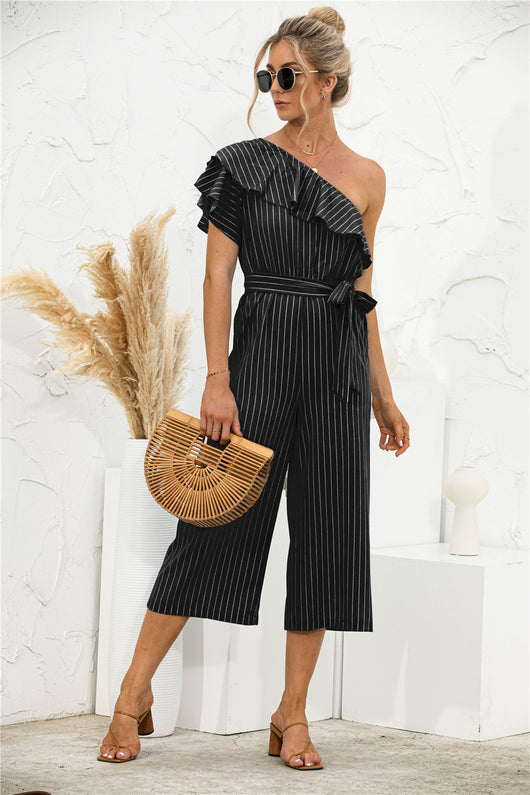 Jumpsuit de Verano para Mujer con Hombro Descubierto y Volantes a Rayas - Image 25