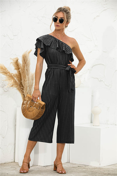 Jumpsuit de Verano para Mujer con Hombro Descubierto y Volantes a Rayas - Image 26