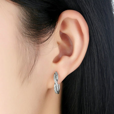 Aretes de Plata Esterlina S925 con Incrustaciones Redondas Estilo Retro - Image 5