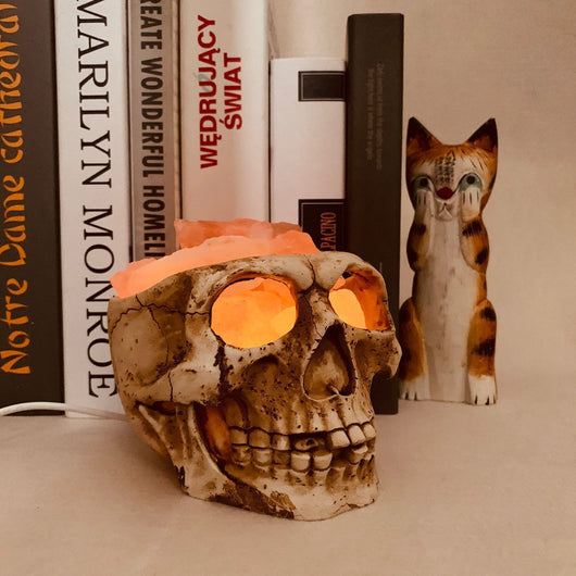 Lámpara de Sal del Himalaya Calavera USB Regulable con Luz Nocturna - Image 7