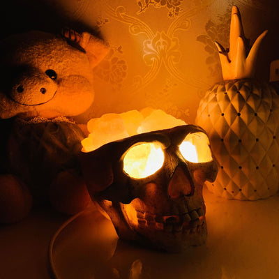 Lámpara de Sal del Himalaya Calavera USB Regulable con Luz Nocturna - Image 15