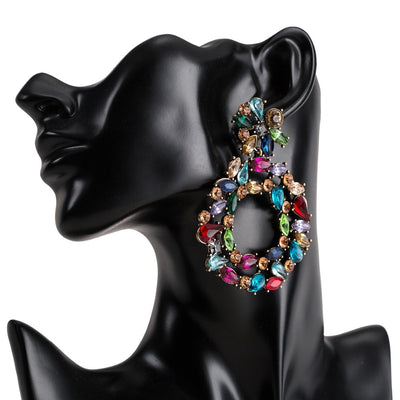 Aretes de Diamante de Cristal Multicolor con Borlas Retro Exagerados - Image 13