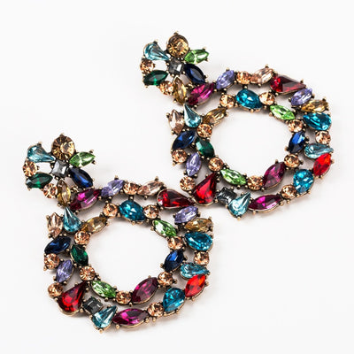 Aretes de Diamante de Cristal Multicolor con Borlas Retro Exagerados - Image 15