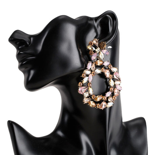 Aretes de Diamante de Cristal Multicolor con Borlas Retro Exagerados - Image 16