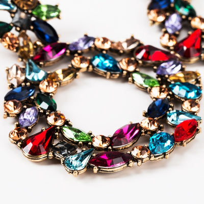Aretes de Diamante de Cristal Multicolor con Borlas Retro Exagerados - Image 17