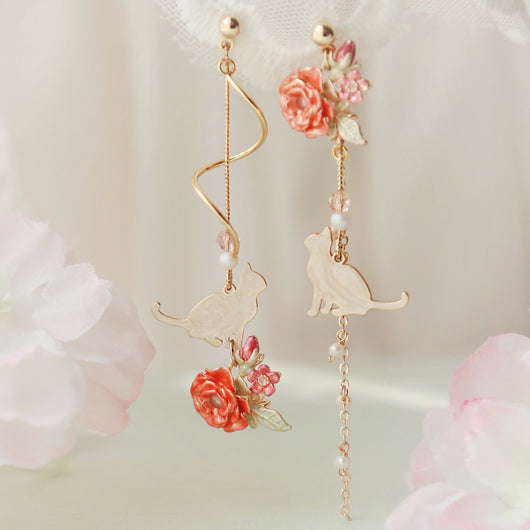 Aretes de Gato Dulce Estilo Japonés con Corazón y Brisa - Diseño Hada Delicado - Image 6