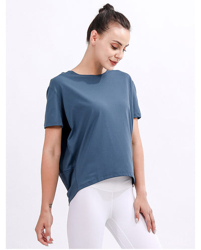 Blusa Deportiva Suelta Manga Corta Talla Grande para Yoga y Entrenamiento - Image 9