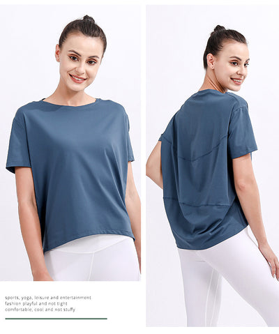 Blusa Deportiva Suelta Manga Corta Talla Grande para Yoga y Entrenamiento - Image 10