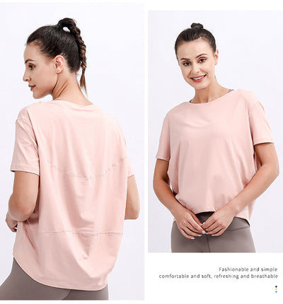 Blusa Deportiva Suelta Manga Corta Talla Grande para Yoga y Entrenamiento - Image 12
