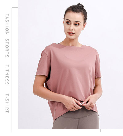 Blusa Deportiva Suelta Manga Corta Talla Grande para Yoga y Entrenamiento - Image 14