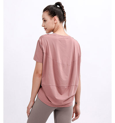 Blusa Deportiva Suelta Manga Corta Talla Grande para Yoga y Entrenamiento - Image 15