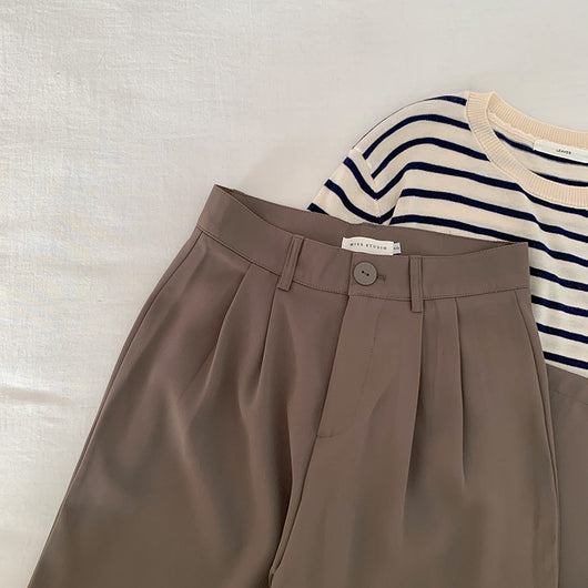 Pantalón Ancho Cintura Alta Beige Verano Casual Holgado - Image 24