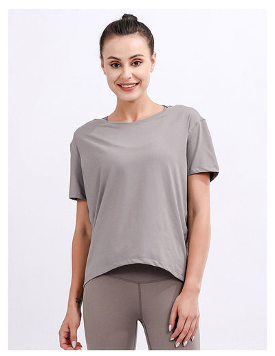 Blusa Deportiva Suelta Manga Corta Talla Grande para Yoga y Entrenamiento - Image 16