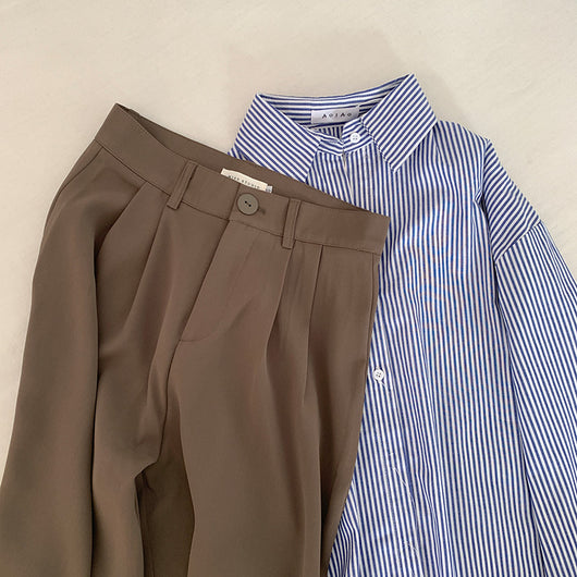 Pantalón Ancho Cintura Alta Beige Verano Casual Holgado - Image 25